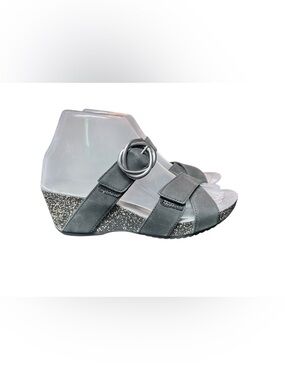 Dansko Susie Black Nubuck Wedge Sandals Women’s Size 6.5/7